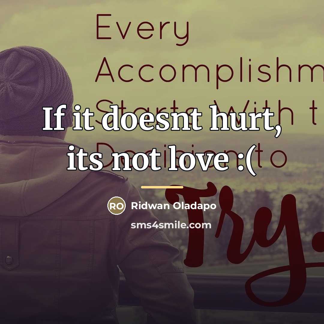“If it doesnt hurt, its not love :(…” quote by Ridwan Oladapo