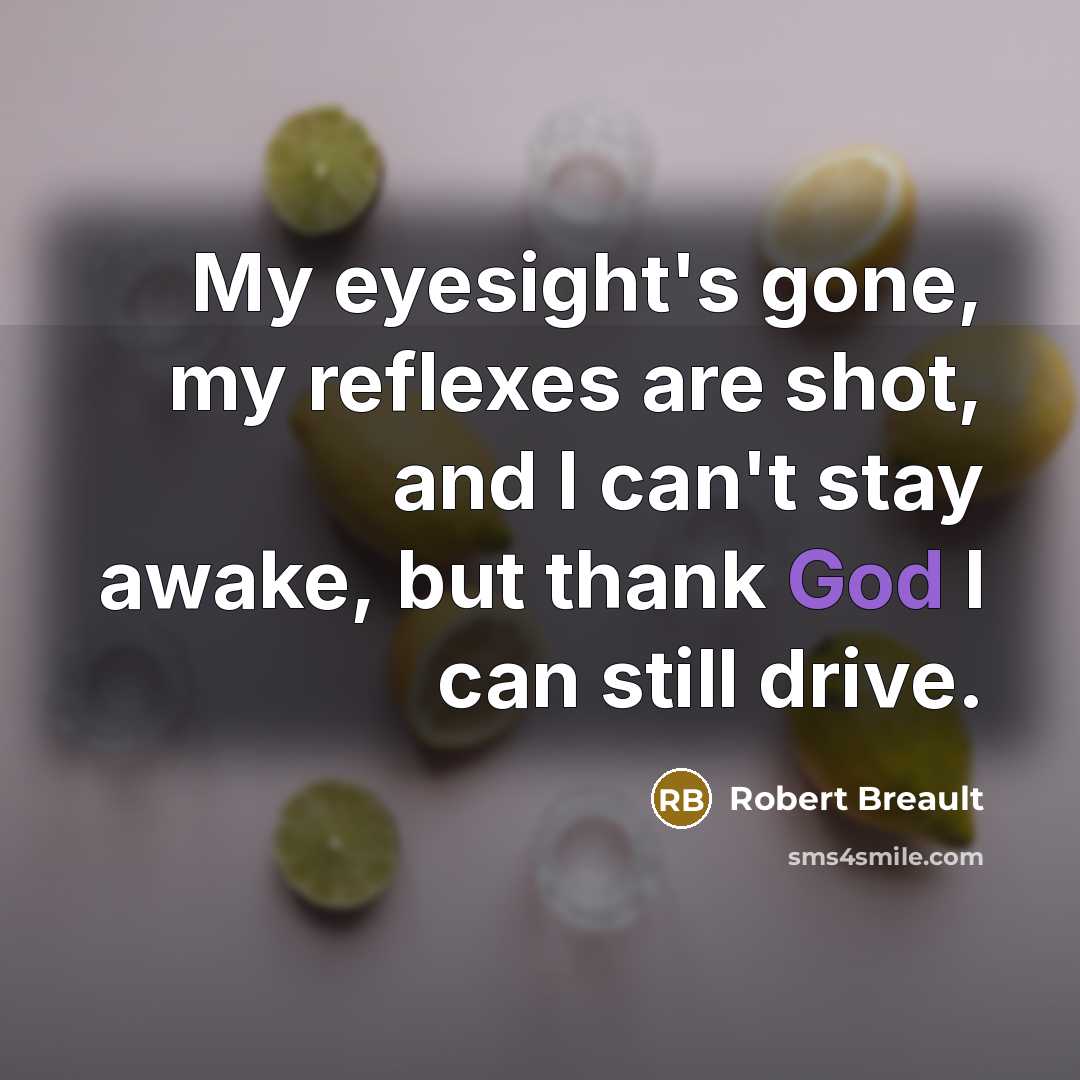 “My eyesight's gone, my reflexes are shot, and I can't…” quote by Robert Breault