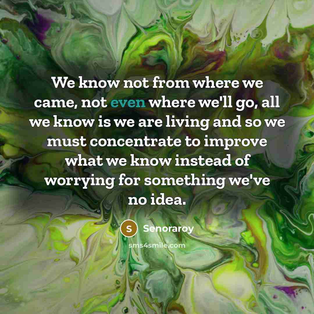 “We know not from where we came, not even where…” quote by Senoraroy