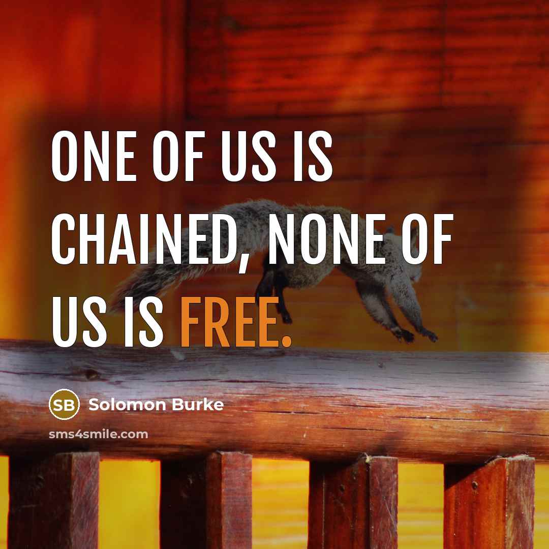 “One of us is chained, none of us is free.…” quote by Solomon Burke