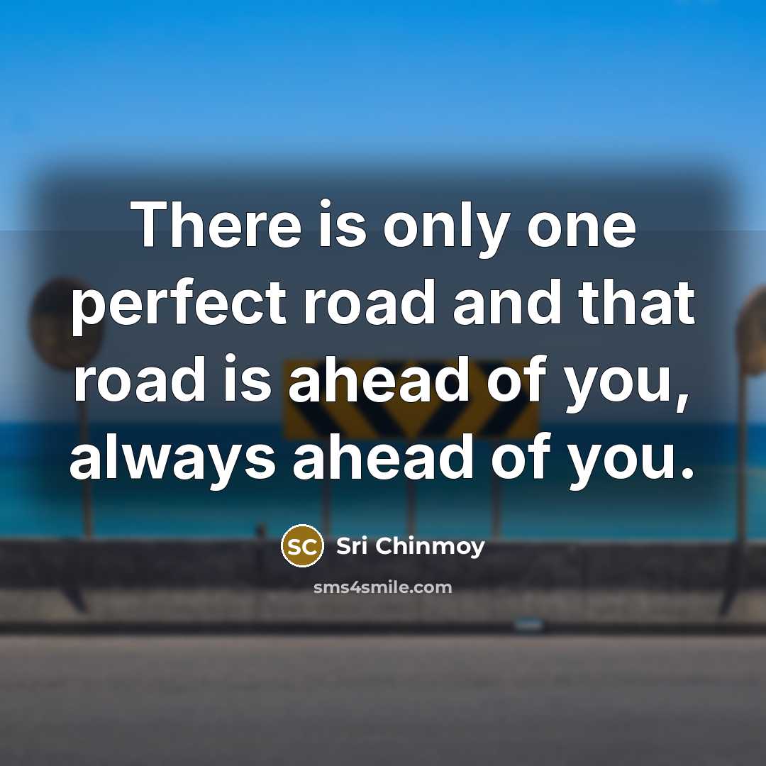 “There is only one perfect road and that road is ahead of you, always ahead of you.” quote by Sri Chinmoy