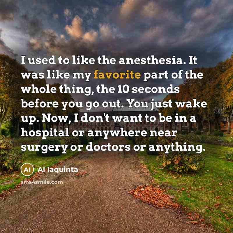 “I used to like the anesthesia. It was like my…” quote by Al Iaquinta