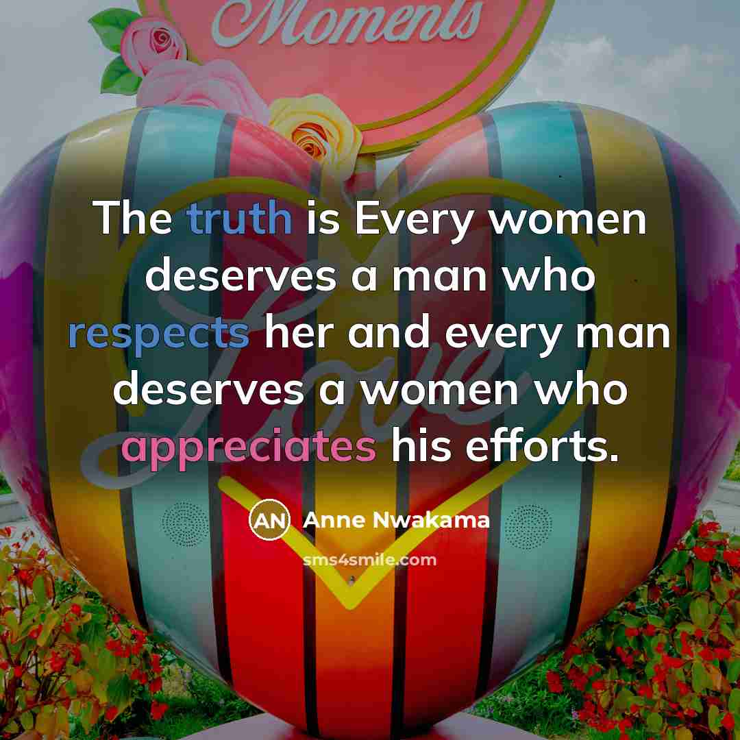 “The truth is Every women deserves a man who respects…” quote by Anne Nwakama