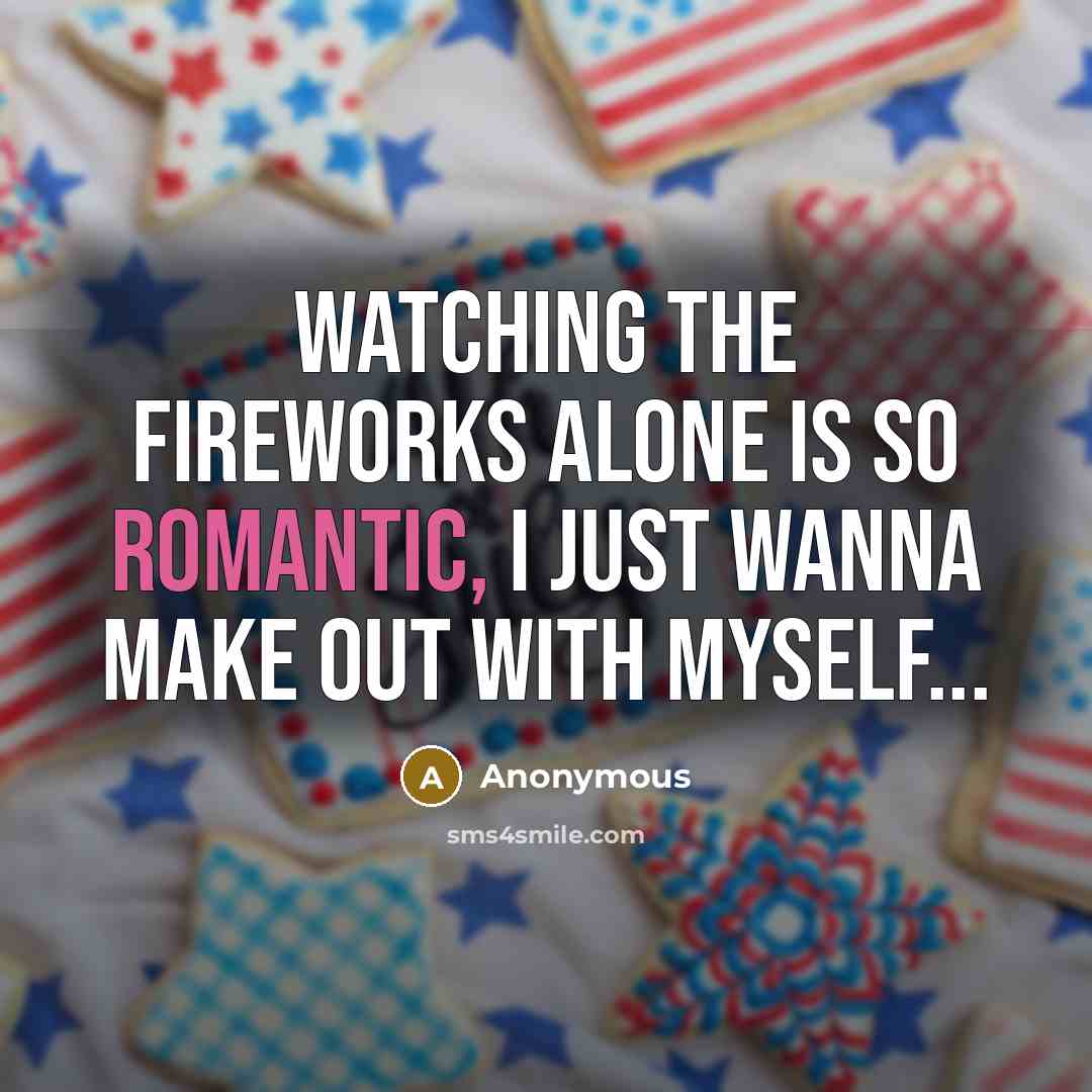 “Watching the fireworks alone is so romantic, I just wanna…” quote by Anonymous