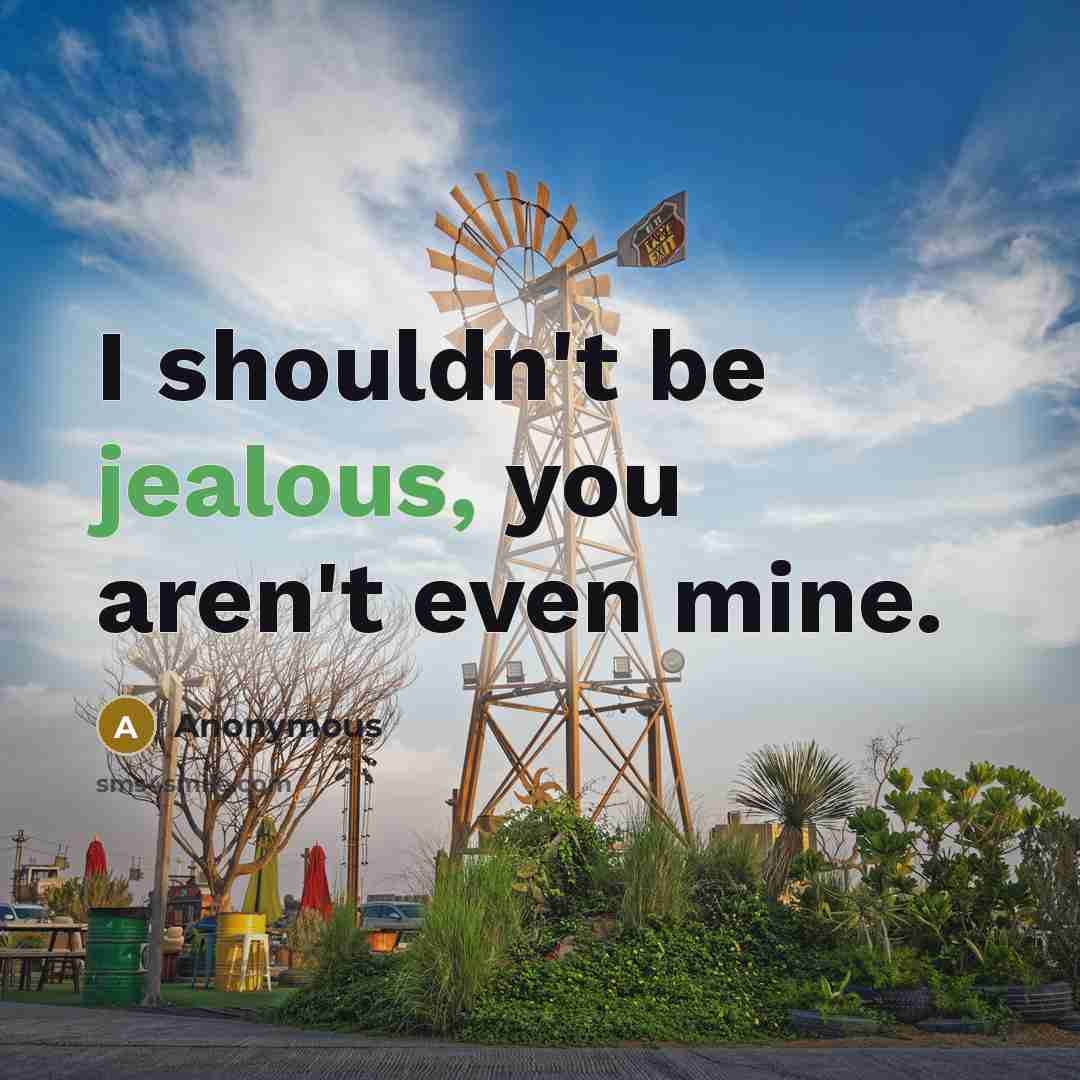 “I shouldn't be jealous, you aren't even mine.…” quote by Anonymous