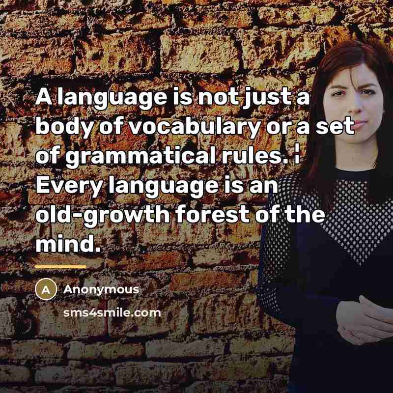 “A language is not just a body of vocabulary or…” quote by Anonymous