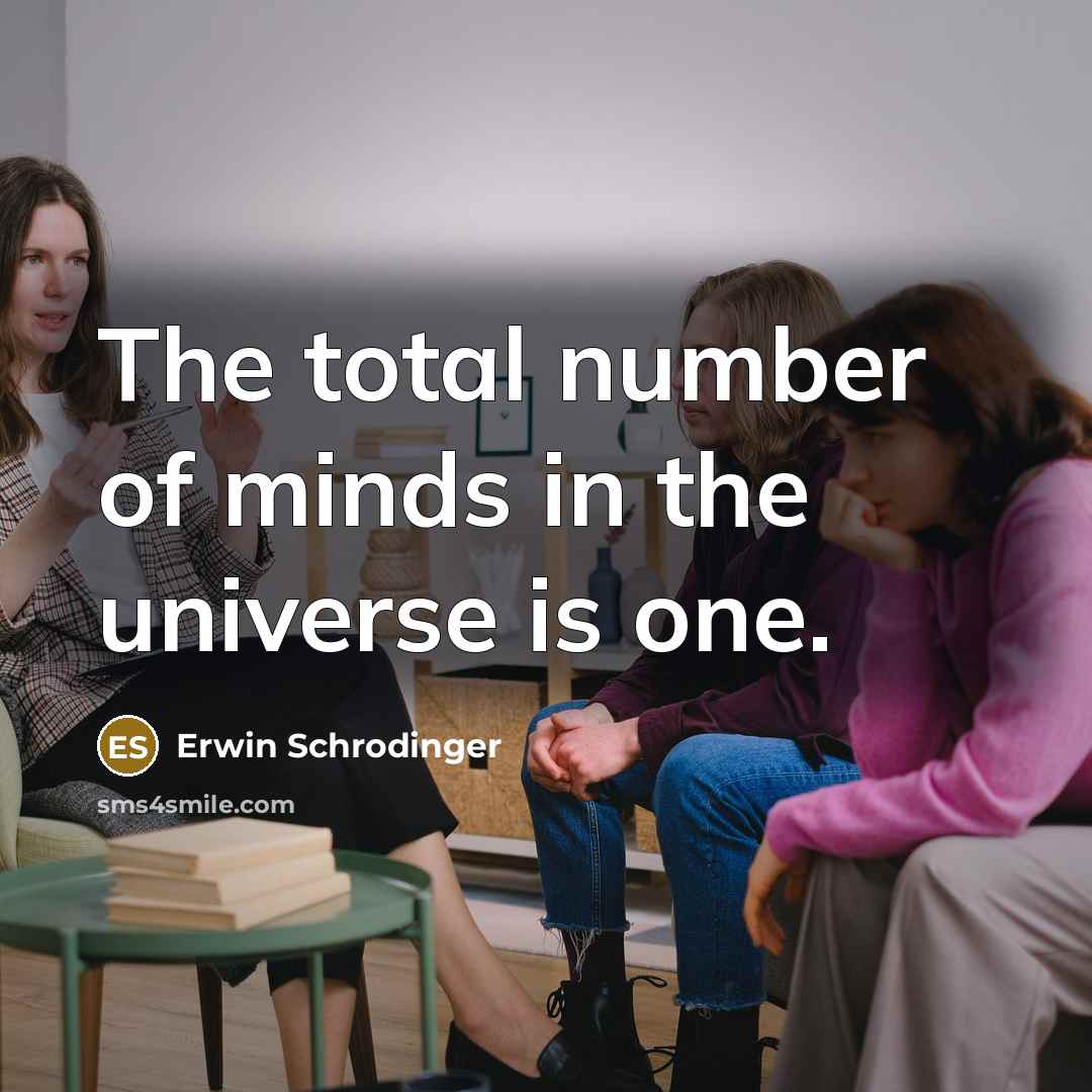 “The total number of minds in the universe is one.…” quote by Erwin Schrodinger