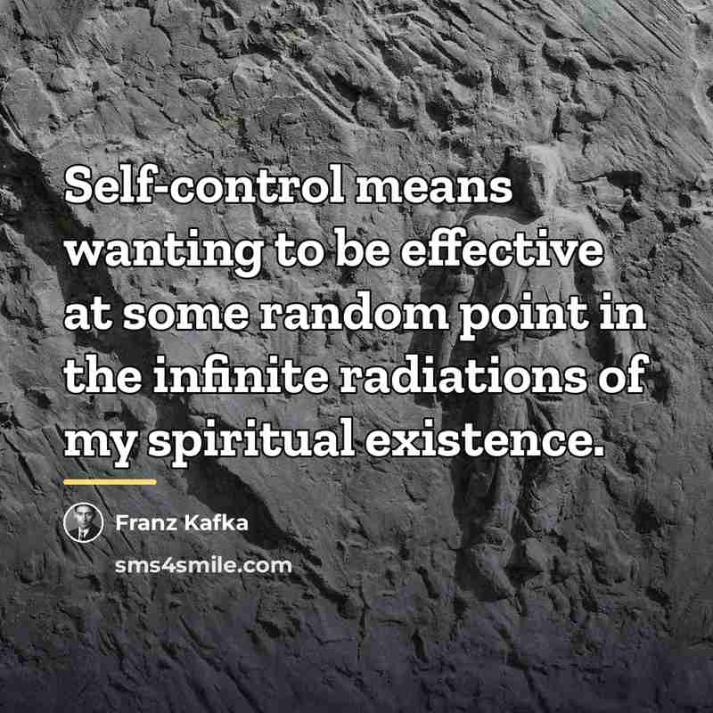 “Self-control means wanting to be effective at some random point…” quote by Franz Kafka