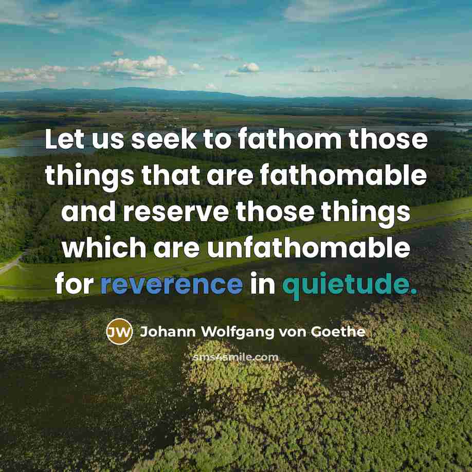 “Let us seek to fathom those things that are fathomable…” quote by Johann Wolfgang von Goethe