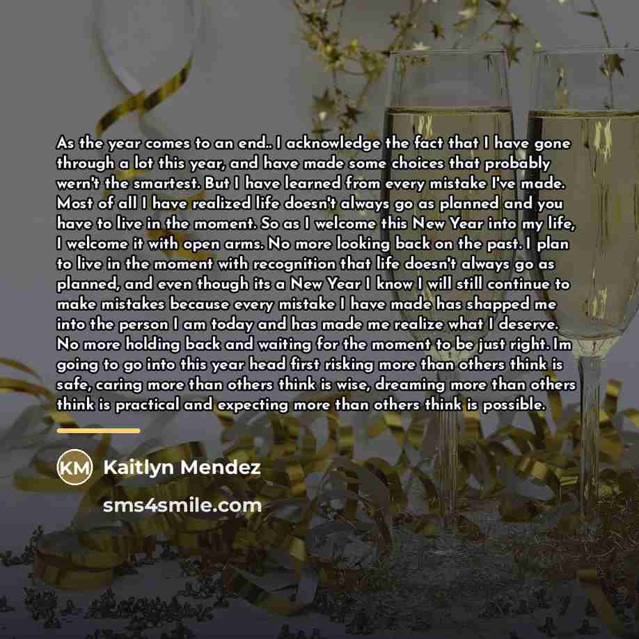 “As the year comes to an end.. I acknowledge the…” quote by Kaitlyn Mendez