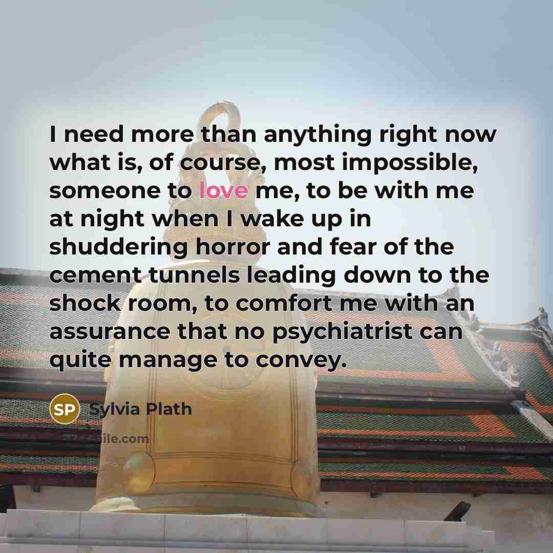 “I need more than anything right now what is, of…” quote by Sylvia Plath