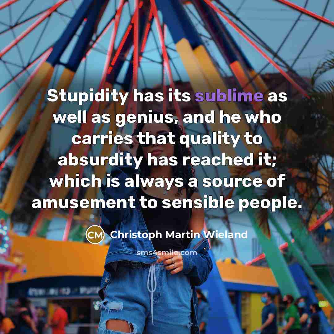 “Stupidity has its sublime as well as genius, and he…” quote by Christoph Martin Wieland