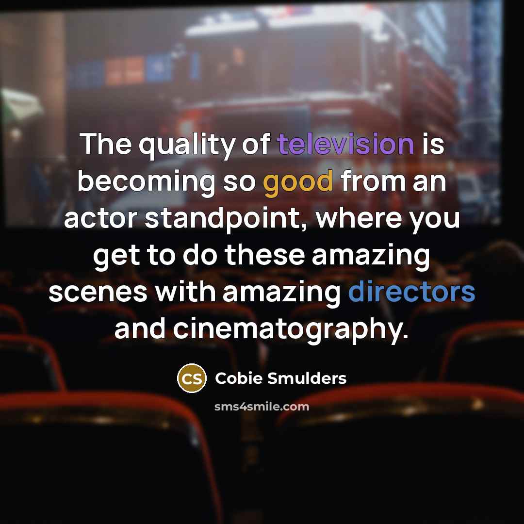 “The quality of television is becoming so good from an…” quote by Cobie Smulders