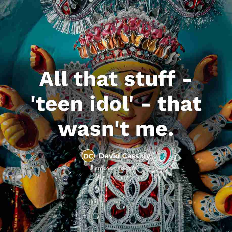 “All that stuff - 'teen idol' - that wasn't me.…” quote by David Cassidy