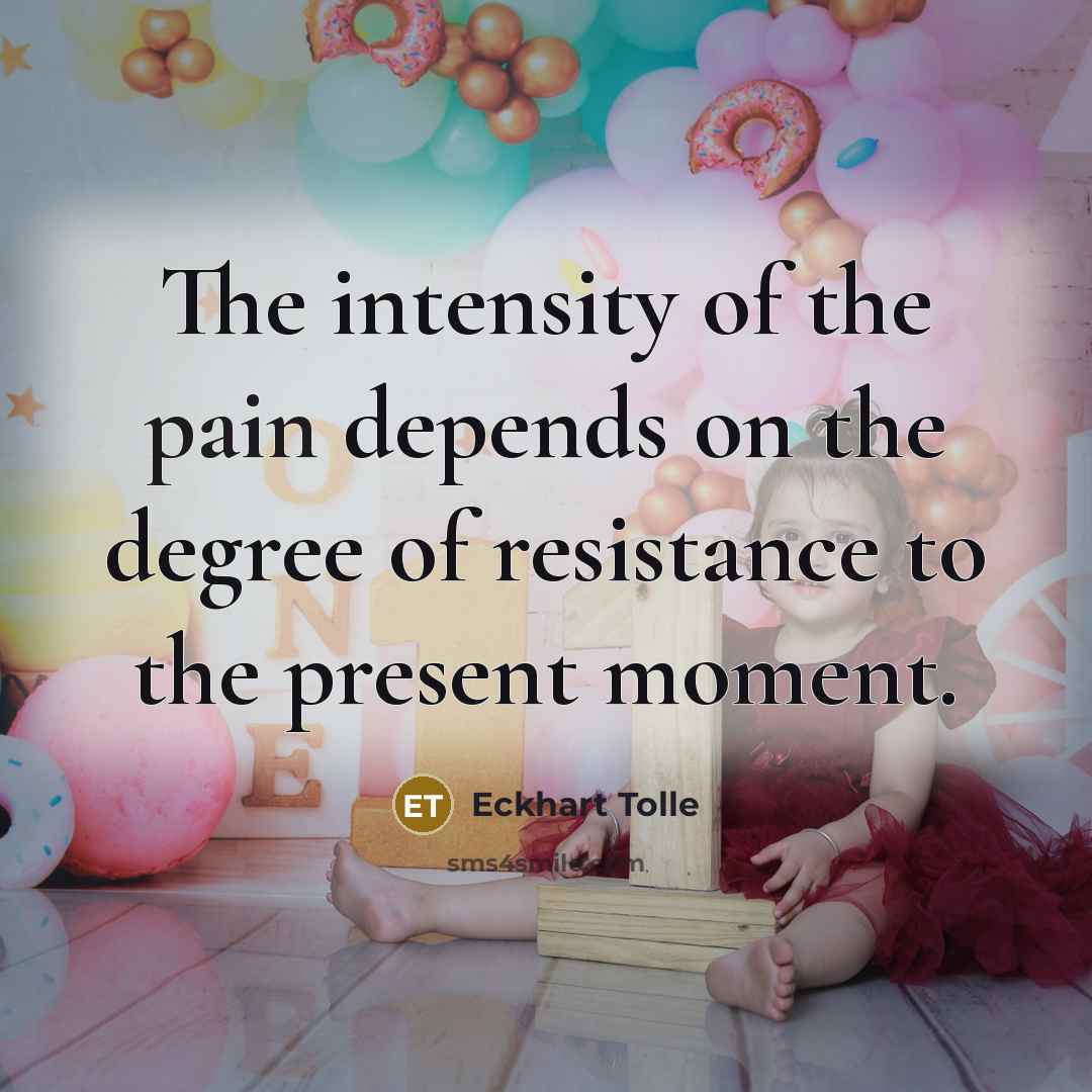“The intensity of the pain depends on the degree of…” quote by Eckhart Tolle