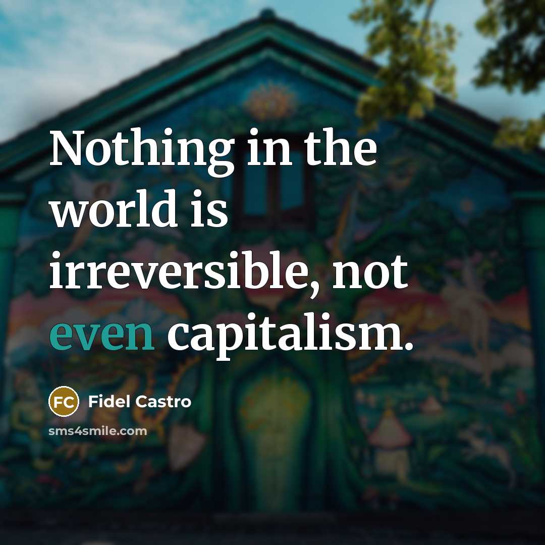 “Nothing in the world is irreversible, not even capitalism.…” quote by Fidel Castro