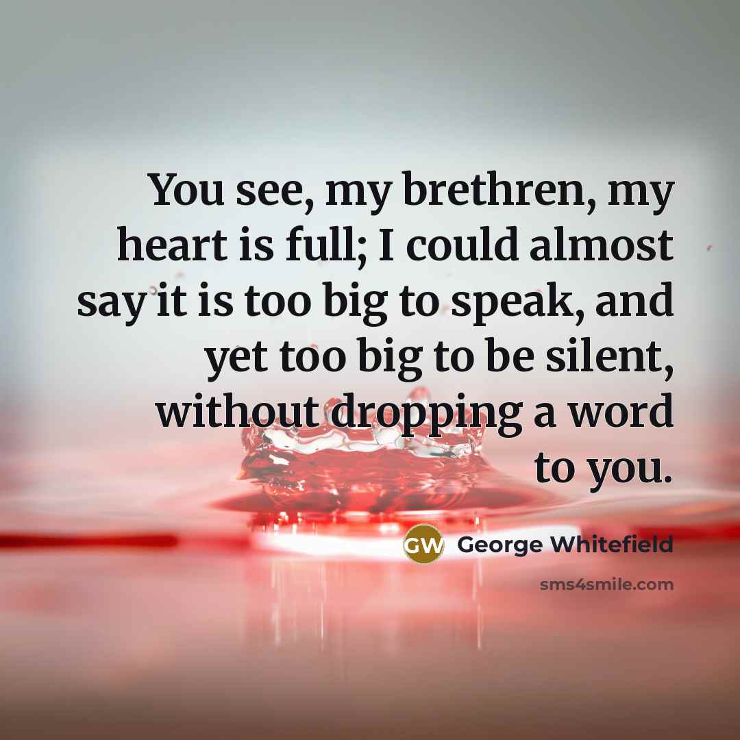 “You see, my brethren, my heart is full; I could…” quote by George Whitefield