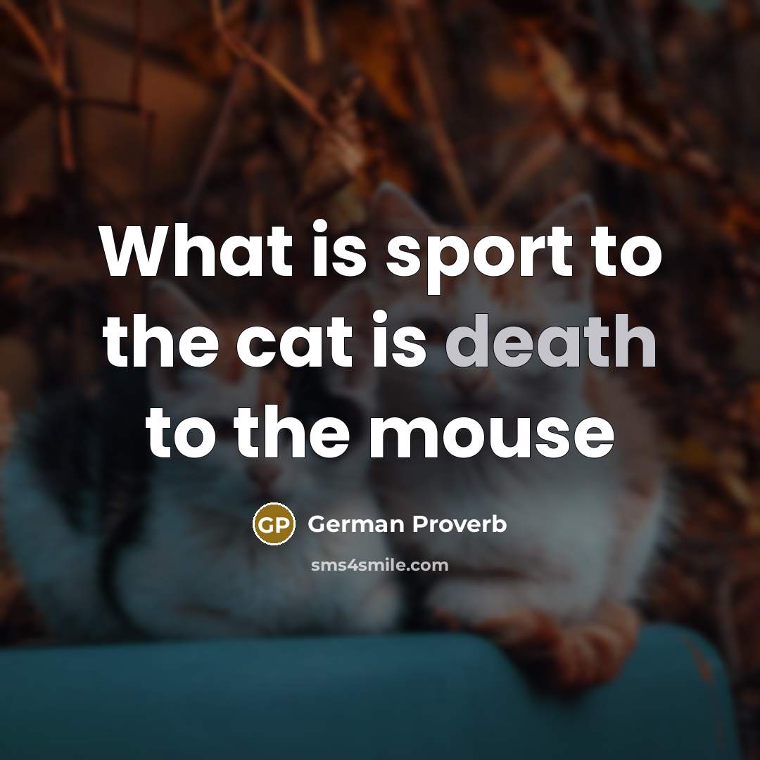 “What is sport to the cat is death to the…” quote by German Proverb