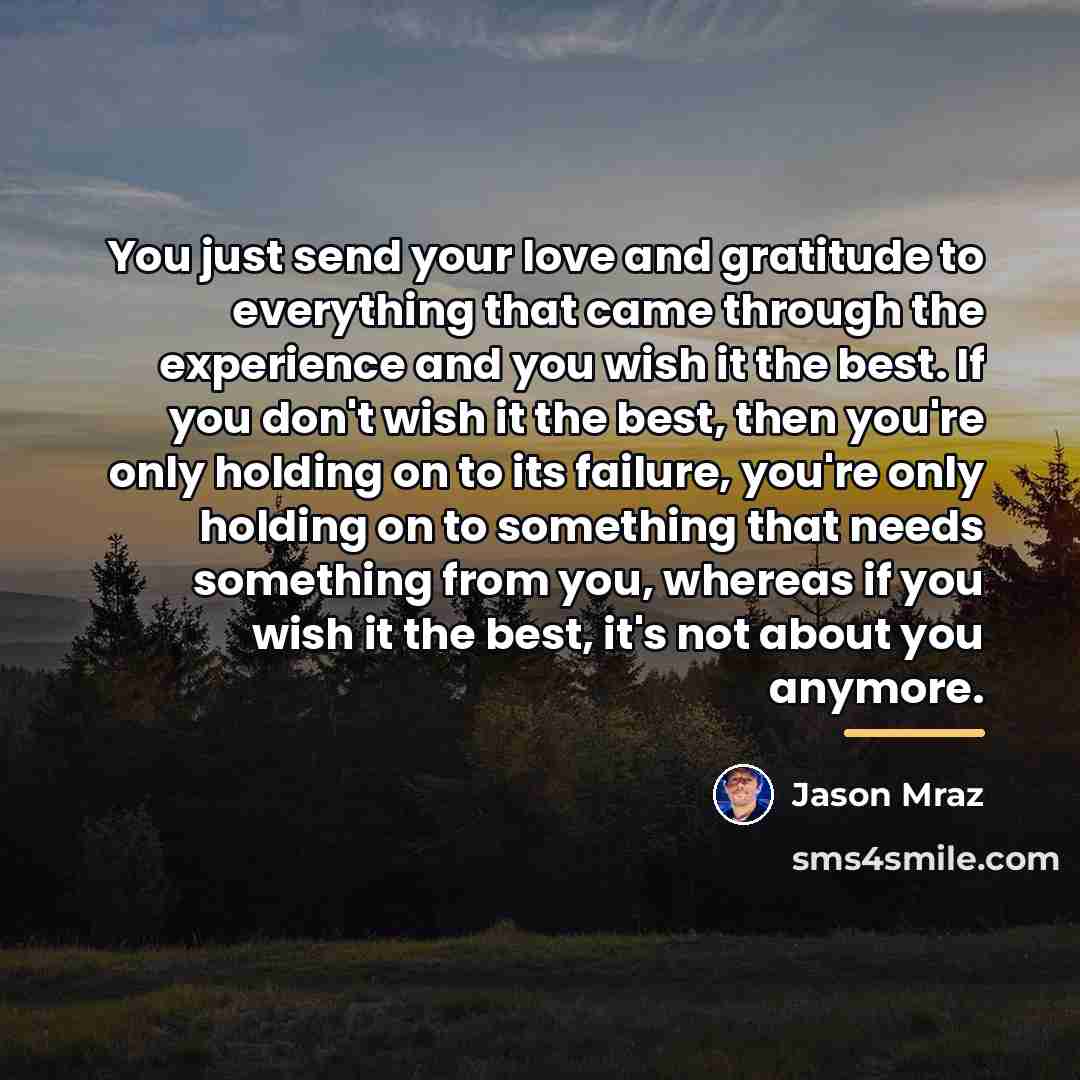 “You just send your love and gratitude to everything that…” quote by Jason Mraz