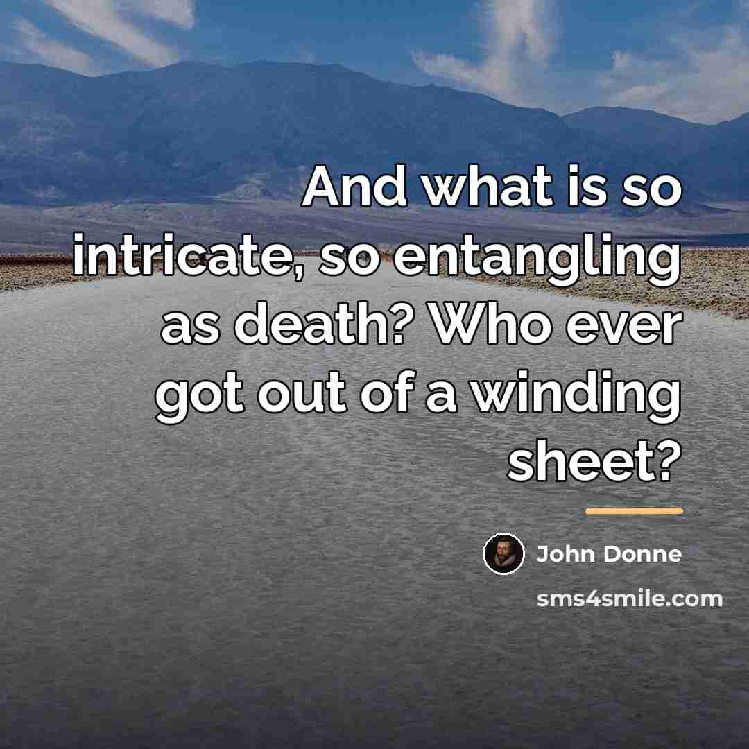 “And what is so intricate, so entangling as death? Who…” quote by John Donne