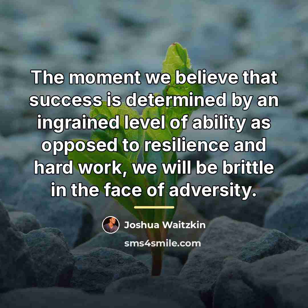 “The moment we believe that success is determined by an…” quote by Joshua Waitzkin