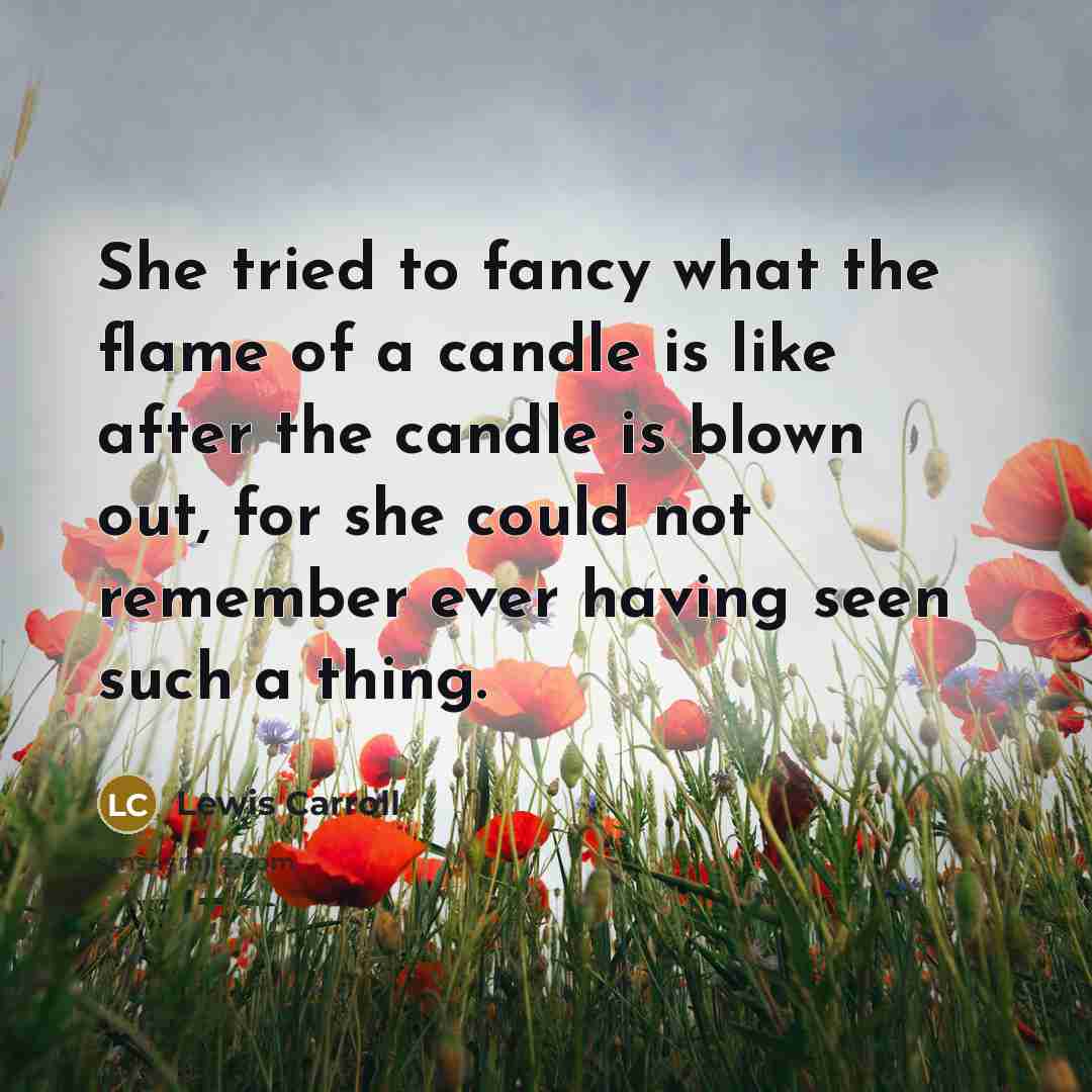 “She tried to fancy what the flame of a candle…” quote by Lewis Carroll