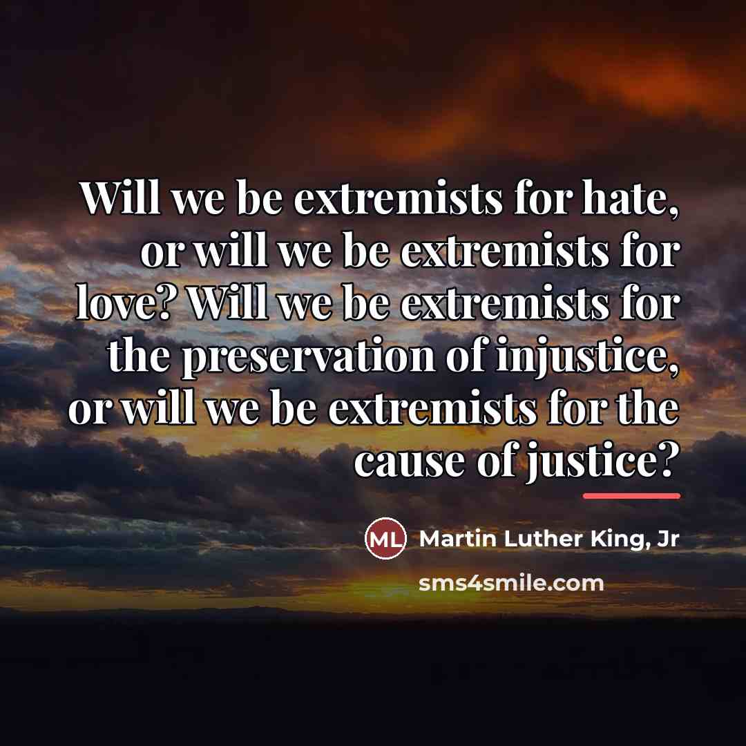 “Will we be extremists for hate, or will we be…” quote by Martin Luther King, Jr