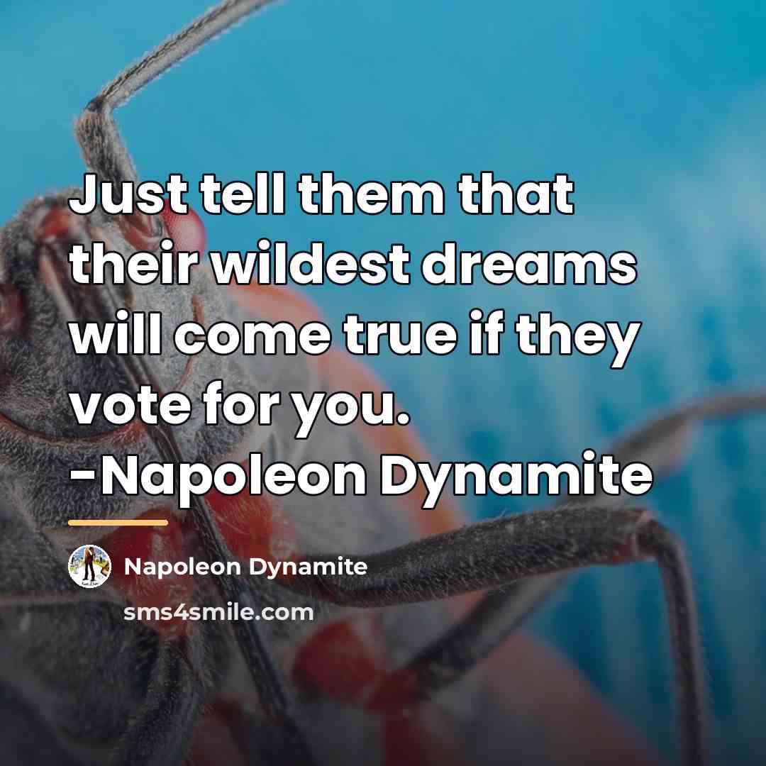 “Just tell them that their wildest dreams will come true…” quote by Napoleon Dynamite