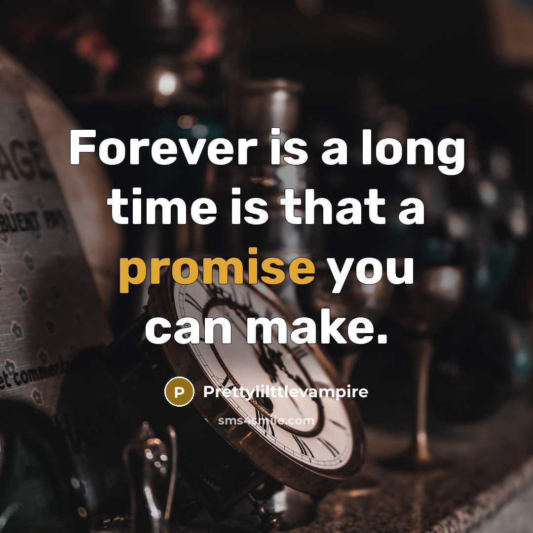 “Forever is a long time is that a promise you can make.” quote by Prettylilttlevampire