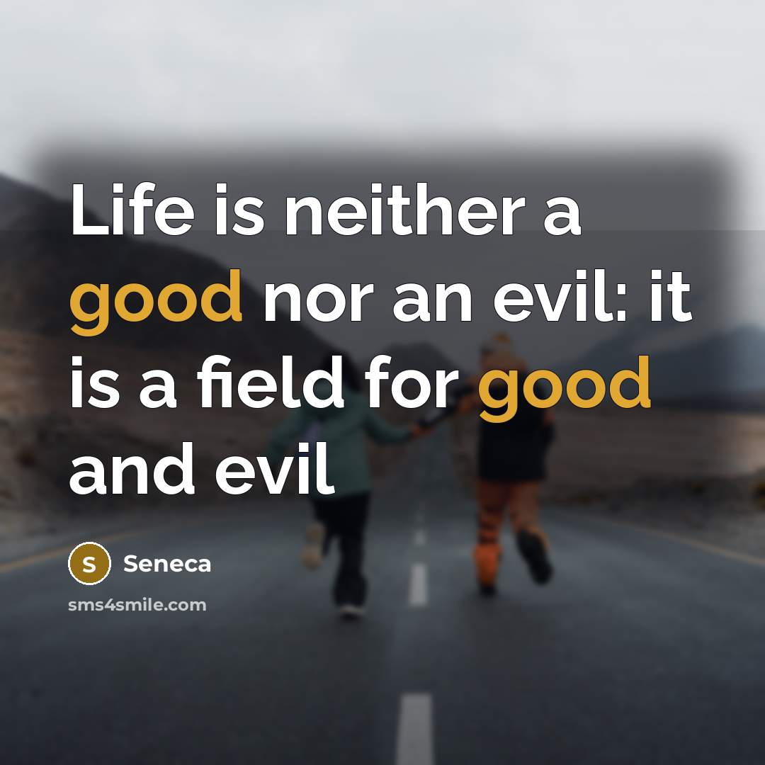 “Life is neither a good nor an evil: it is a field for good and evil” quote by Seneca