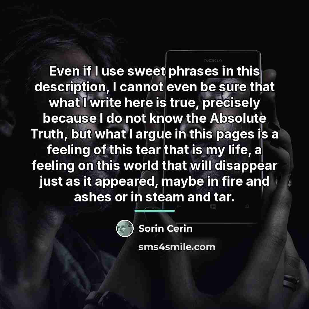 “Even if I use sweet phrases in this description, I…” quote by Sorin Cerin