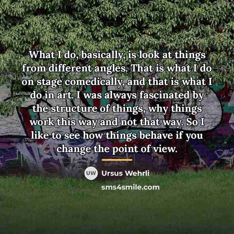 “What I do, basically, is look at things from different…” quote by Ursus Wehrli