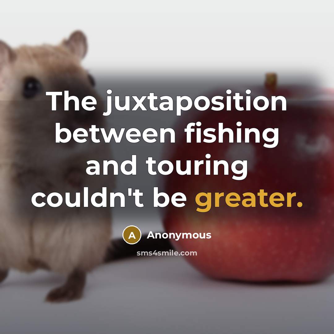 “The juxtaposition between fishing and touring couldn't be greater.” quote by Anonymous