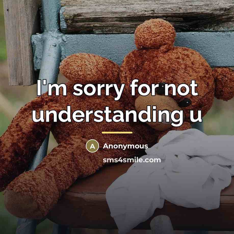 “I'm sorry for not understanding u…” quote by Anonymous