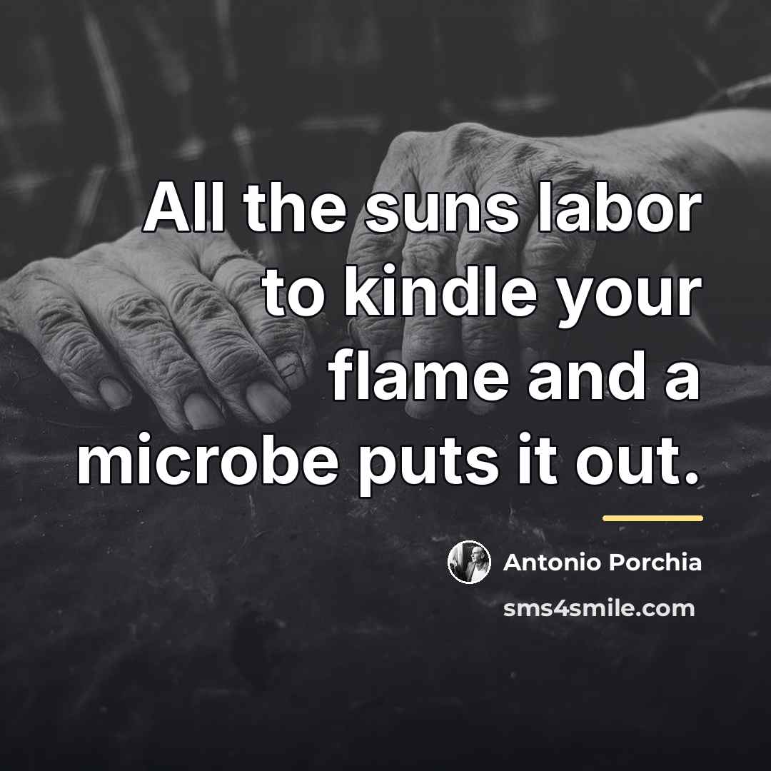 “All the suns labor to kindle your flame and a…” quote by Antonio Porchia