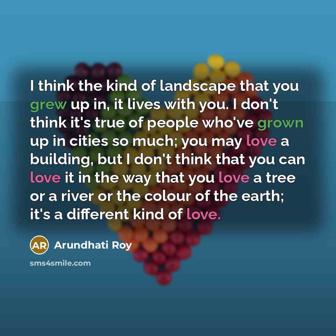 “I think the kind of landscape that you grew up…” quote by Arundhati Roy