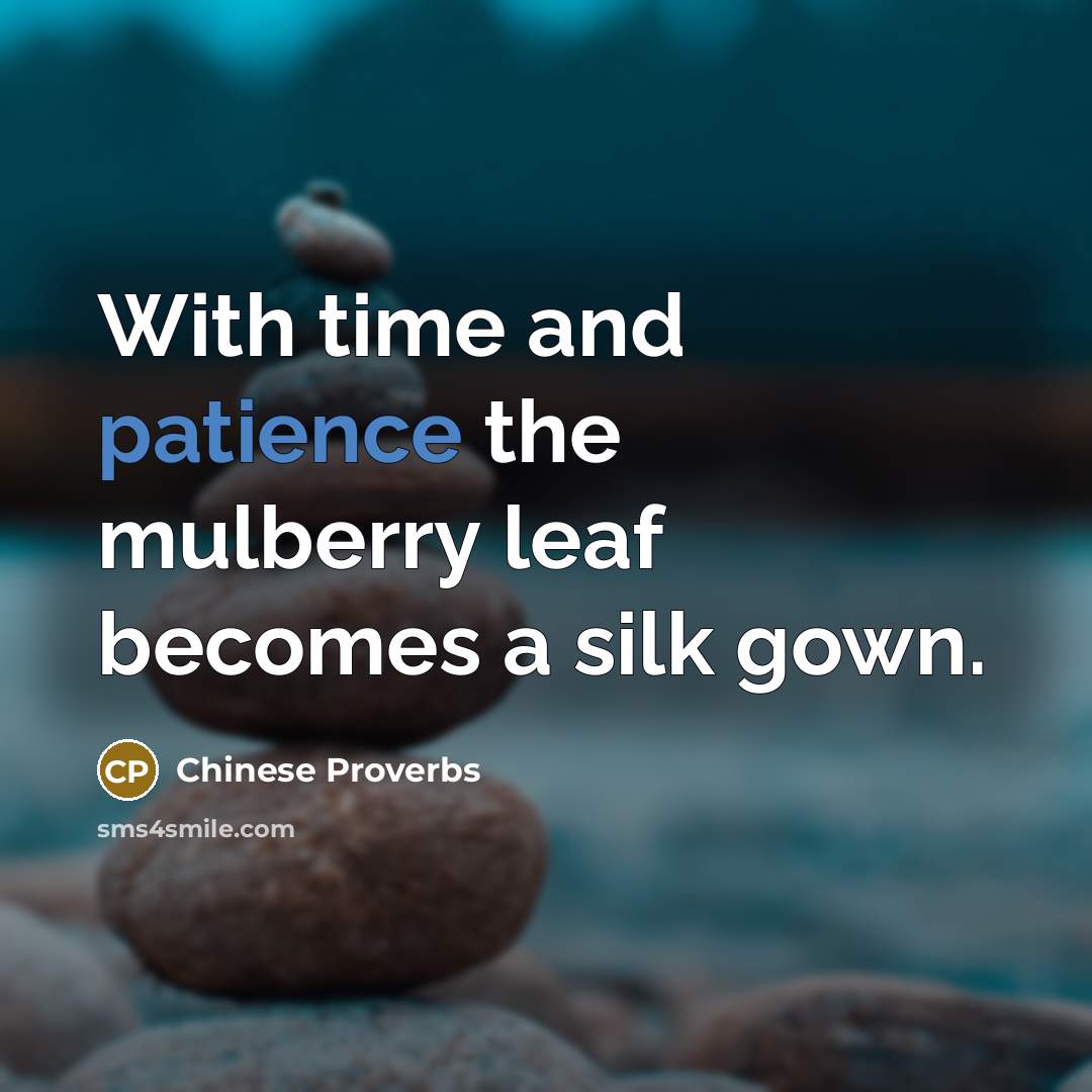 “With time and patience the mulberry leaf becomes a silk…” quote by Chinese Proverbs