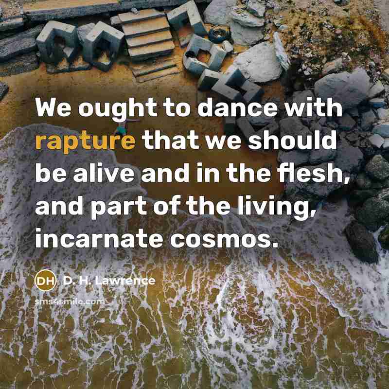 “We ought to dance with rapture that we should be…” quote by D. H. Lawrence