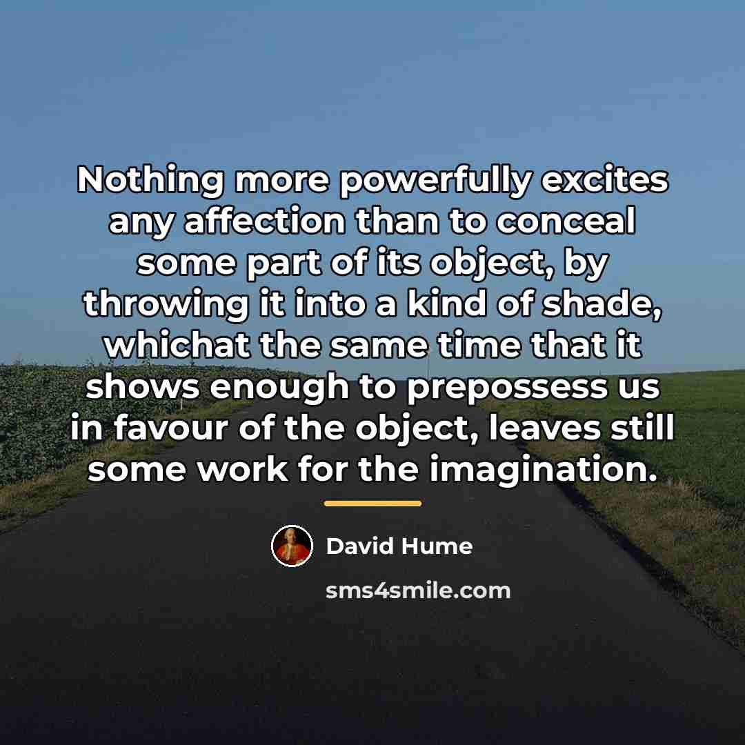 “Nothing more powerfully excites any affection than to conceal some…” quote by David Hume