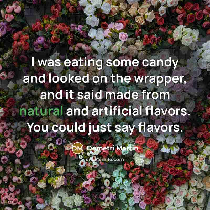 “I was eating some candy and looked on the wrapper,…” quote by Demetri Martin