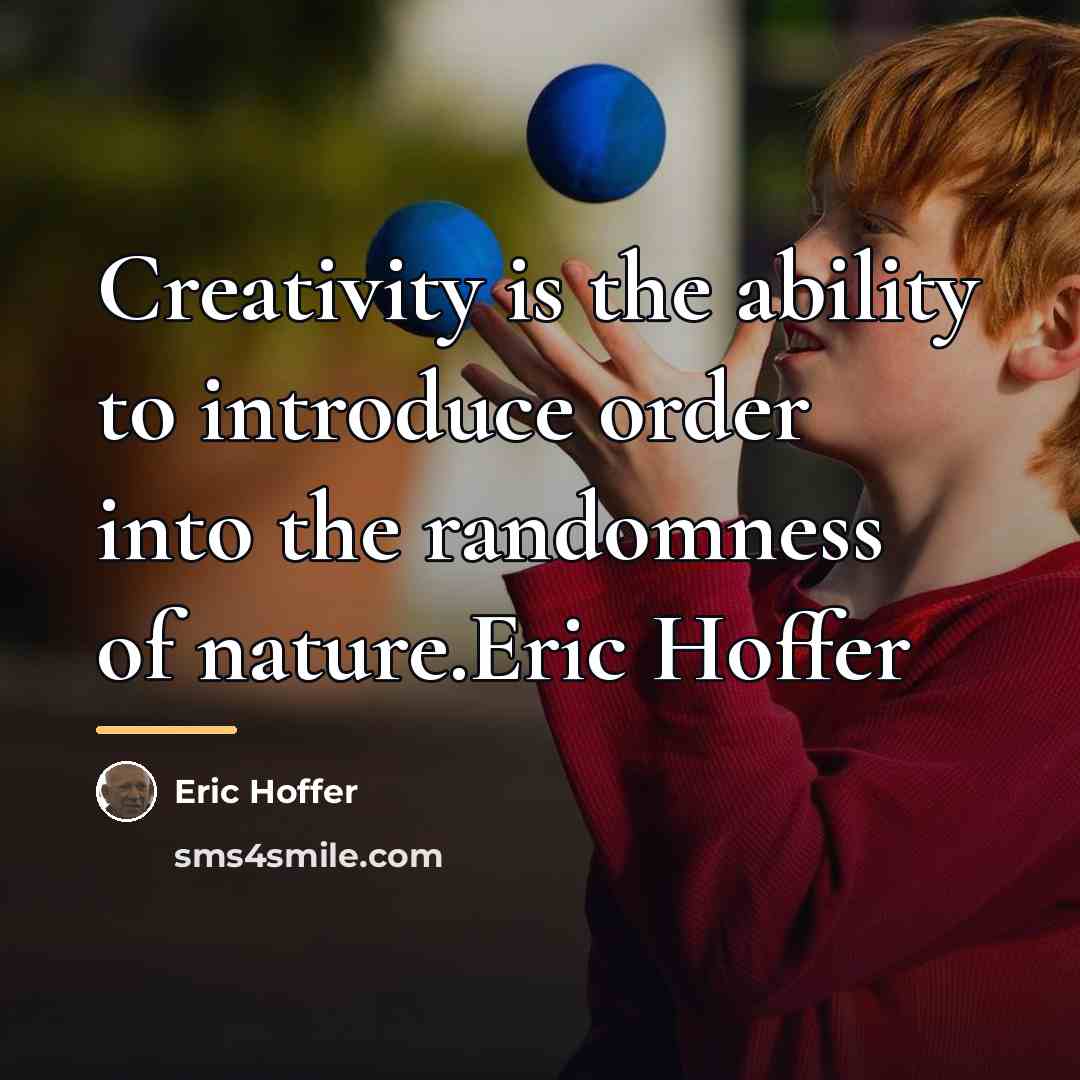 “Creativity is the ability to introduce order into the randomness…” quote by Eric Hoffer