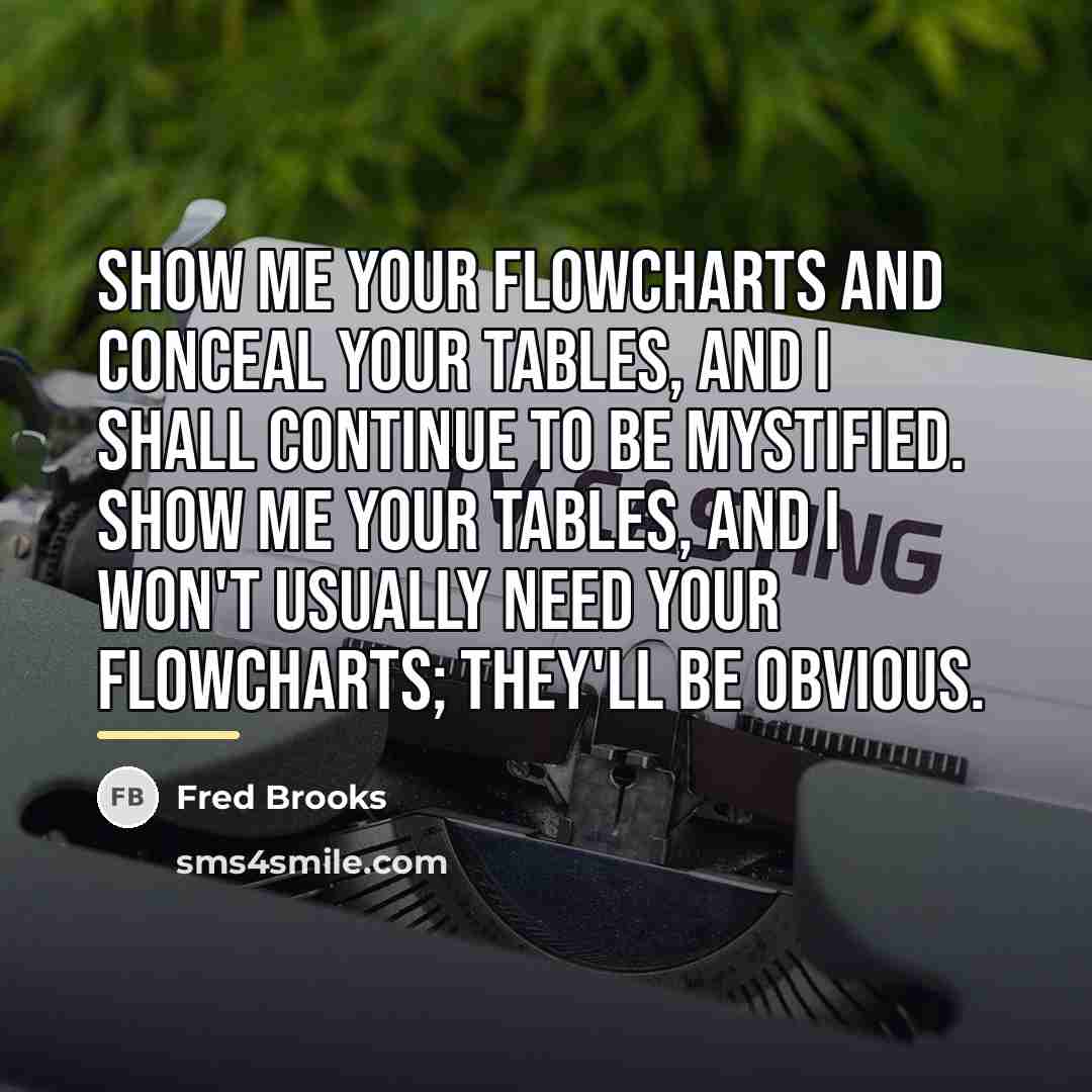 “Show me your flowcharts and conceal your tables, and I…” quote by Fred Brooks