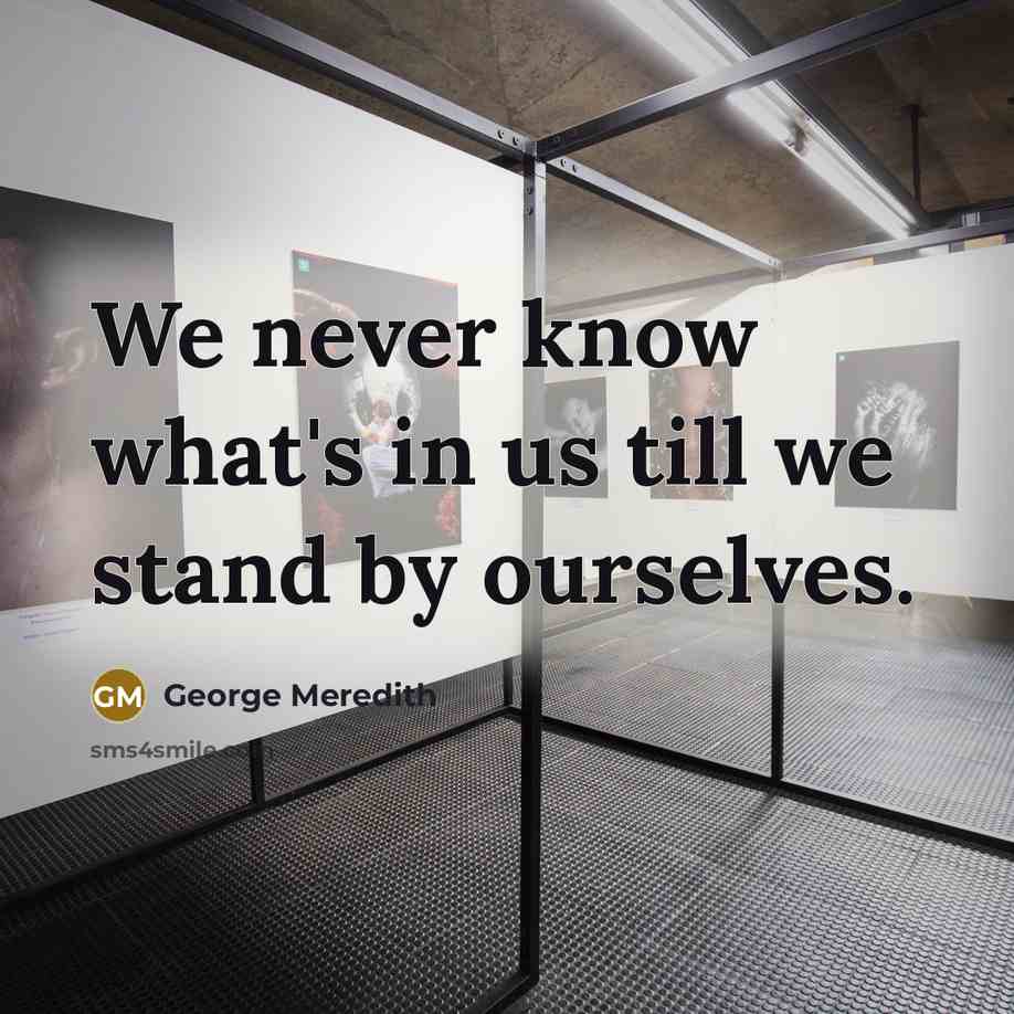 “We never know what's in us till we stand by…” quote by George Meredith