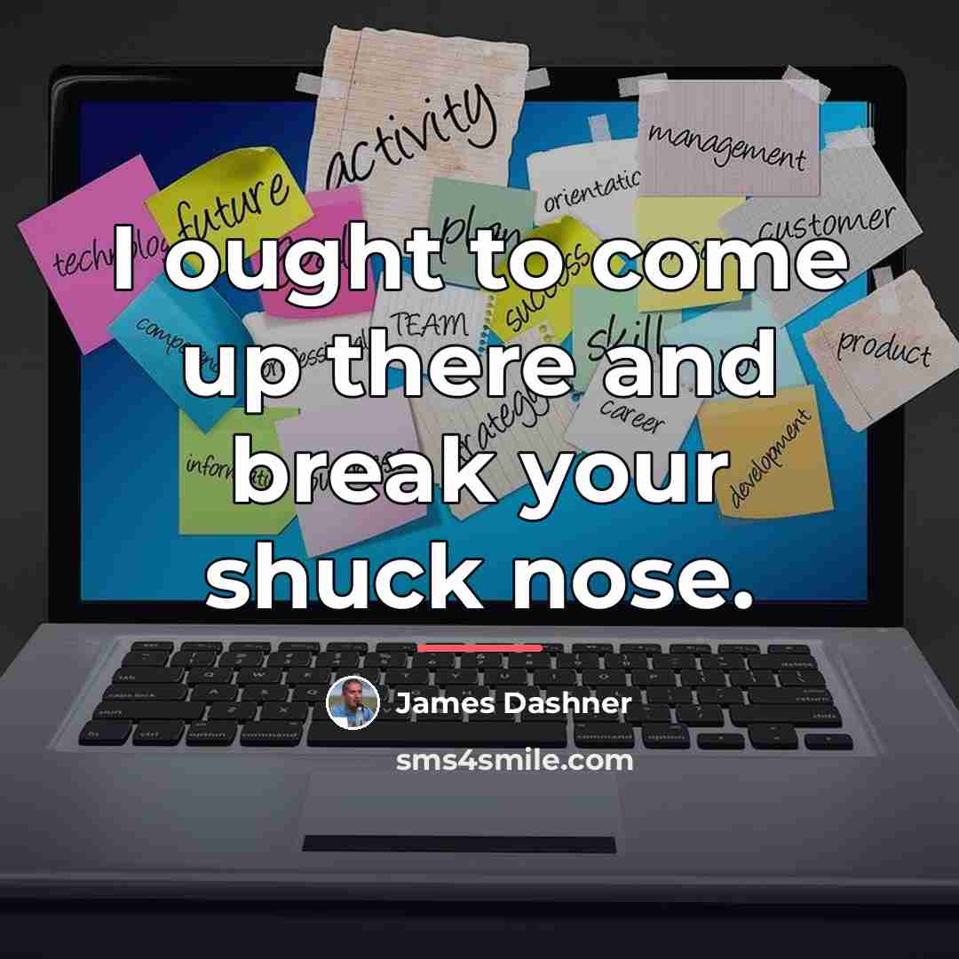 “I ought to come up there and break your shuck…” quote by James Dashner
