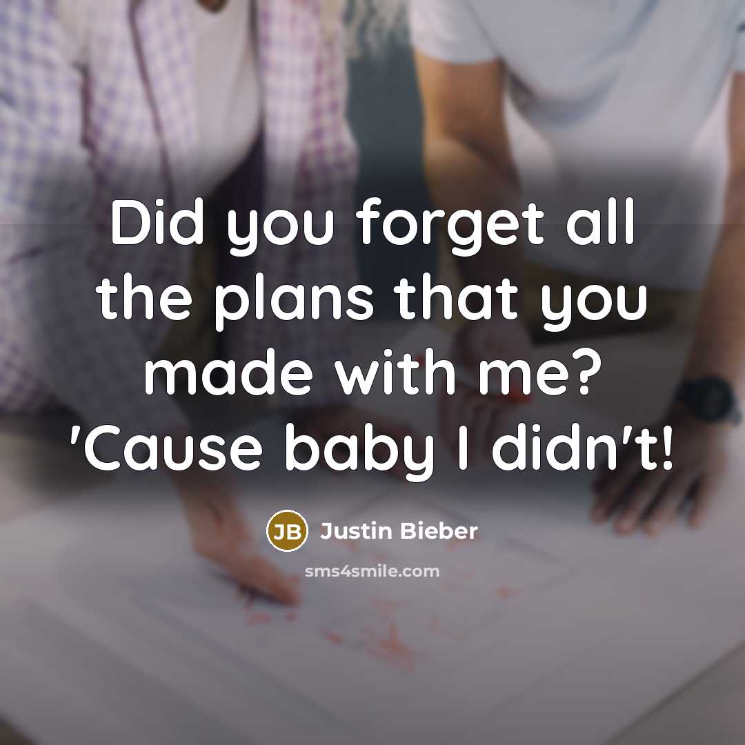 “Did you forget all the plans that you made with…” quote by Justin Bieber