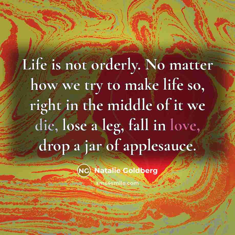 “Life is not orderly. No matter how we try to…” quote by Natalie Goldberg
