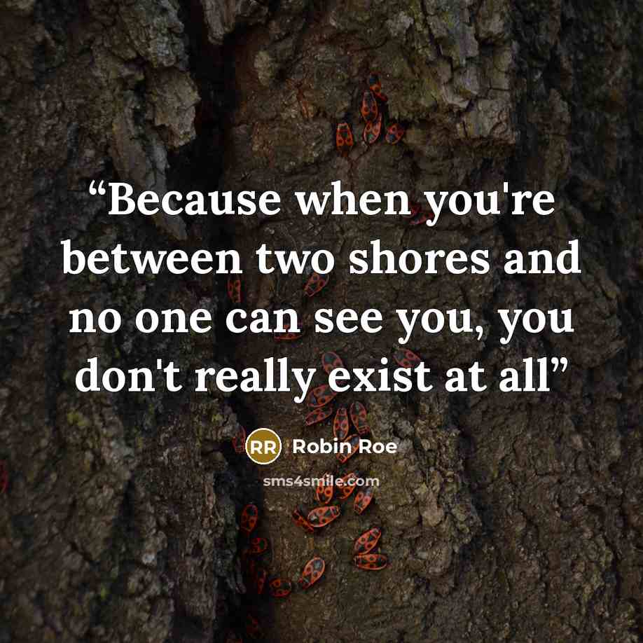 “Because when you're between two shores and no one can see you, you don't really exist at all” quote by Robin Roe