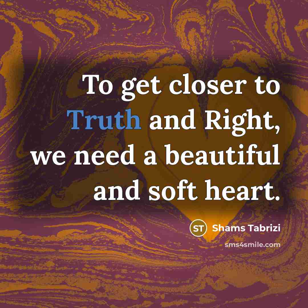 “To get closer to Truth and Right, we need a…” quote by Shams Tabrizi