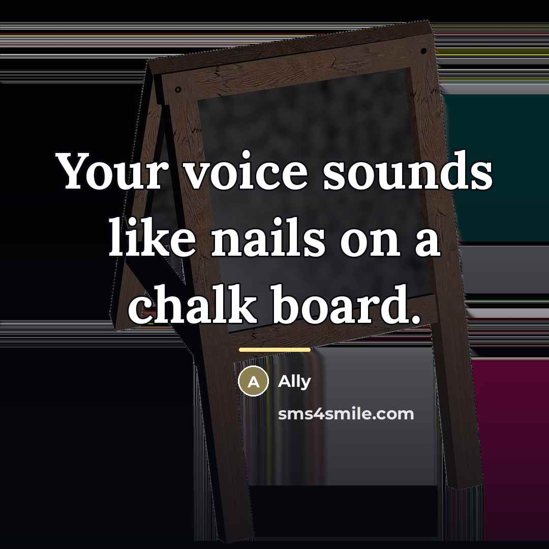 “Your voice sounds like nails on a chalk board.…” quote by Ally