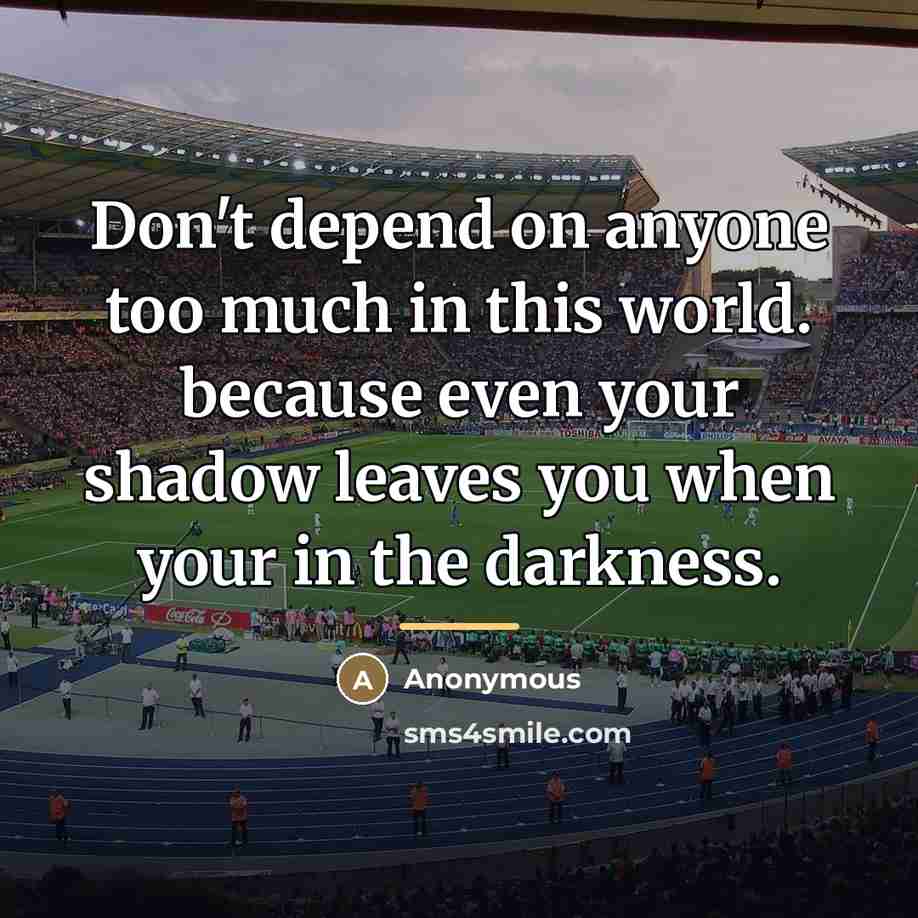 “Don't depend on anyone too much in this world. because…” quote by Anonymous